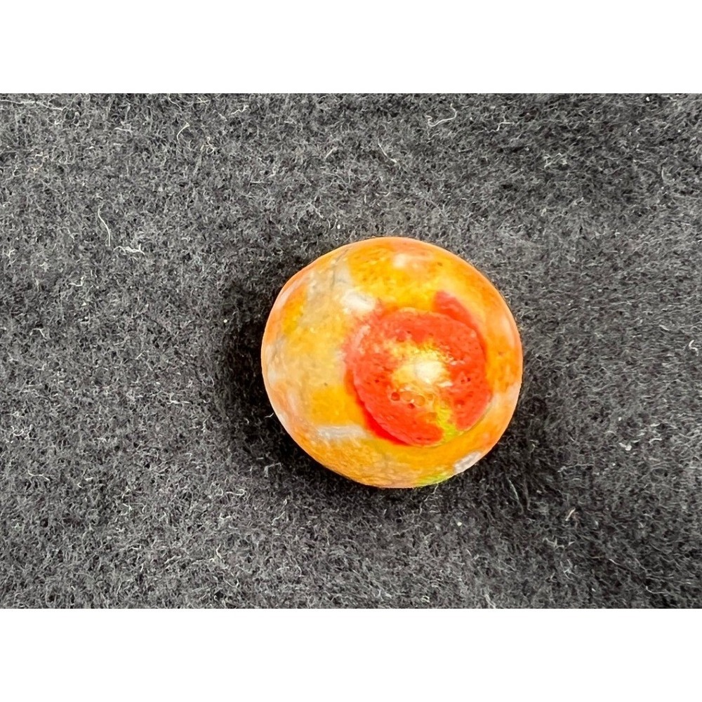 Antique Marble Handmade Clay Orange Red Yellow Eye Pattern Collectible 1800s